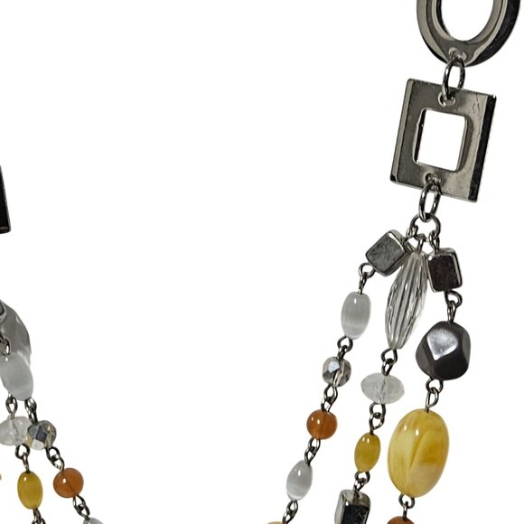 Vintage Lia Sophia Multi Strand Beaded Chunky Chain Necklace Statement Jewelry - Picture 3 of 7